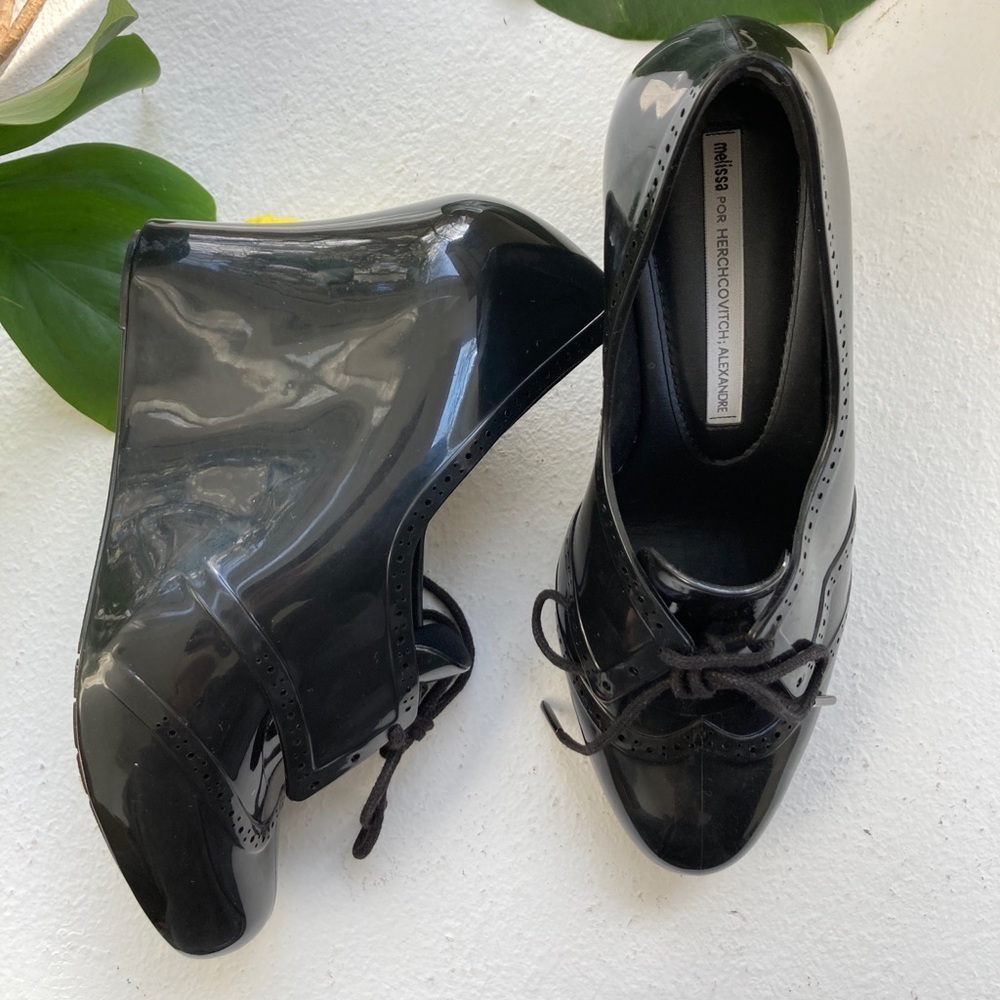 Melissa Troupe + Alexandre Her size 10 platform wedge rubber heels in black